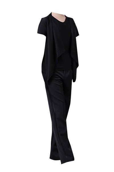 Custom-made Latin dance competition dance clothes, design solid color V-neck dance clothes, dance clothes suit supplier SKDO001 back view